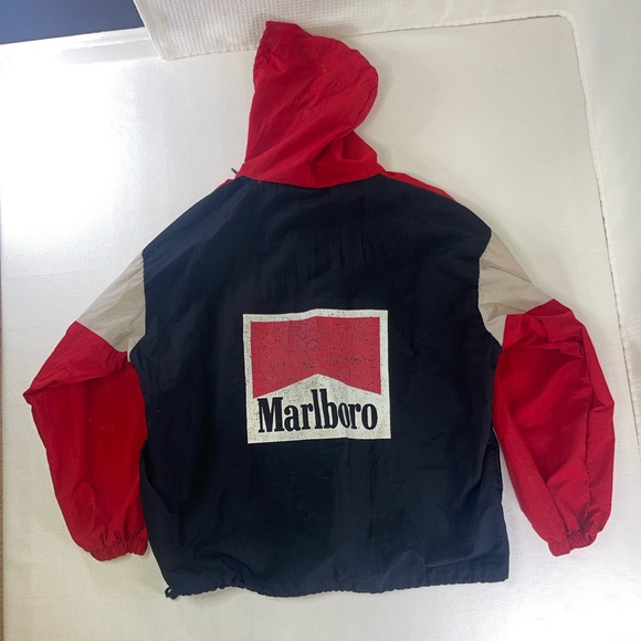 Vintage Marlboro Winbreaker Pullover Hoodie Jacket Size Large B - Picture 2 of 10